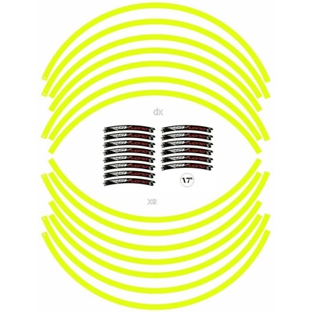 KIT STRISCE ADESIVE compatibili per CERCHI 17 MOTO APRILIA RSV TUONO GIALLO FLUO