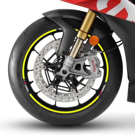 KIT ADHESIVO compatible para llantas 17 MOTO APRILIA RSV4 - YELLOW FLUO