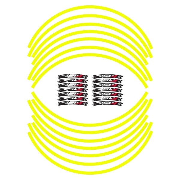 KIT BANDES ADHESIVES compatible jantes 17 MOTORCYCLE APRILIA RSV4 - FLUO JAUNE