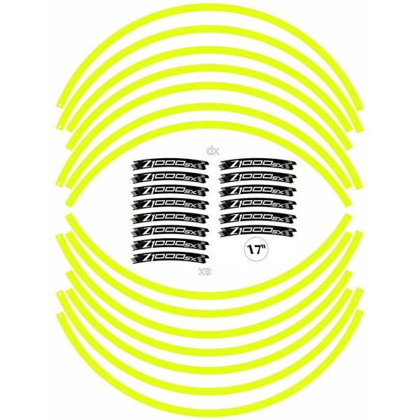 KIT STRISCE ADESIVE compatibili per CERCHI 17 MOTO KAWASAKI Z1000SX GIALLO FLUO