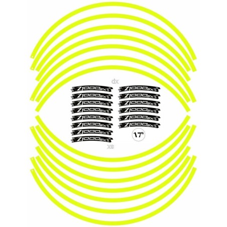 ADHESIVE STRIP KIT kompatibel für 17 FELGEN MOTORRAD KAWASAKI Z1000SX YELLOW FLUO