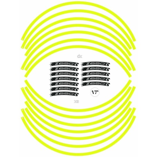 ADHESIVE STRIP KIT compatible for 17 RIMS MOTORCYCLE KAWASAKI Z650- YELLOW FLUO 2