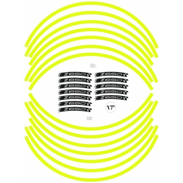 KIT STRISCE ADESIVE compatibili per CERCHI 17 MOTO KAWASAKI Z650- GIALLO FLUO 