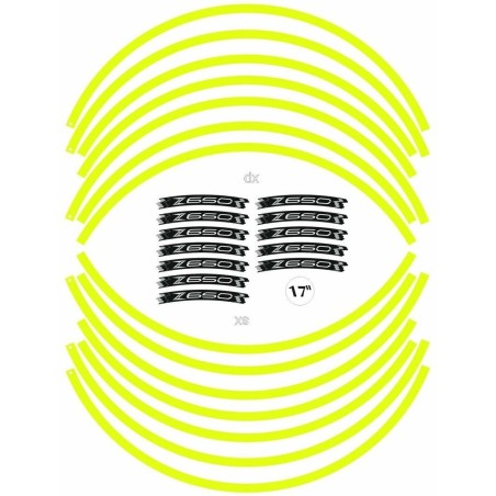 KIT STRISCE ADESIVE compatibili per CERCHI 17 MOTO KAWASAKI Z650- GIALLO FLUO 