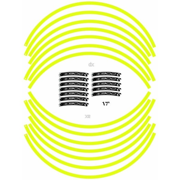KIT ADHESIVO compatible para 17 LLANTAS MOTO KAWASAKI Z900- FLUO AMARILLO