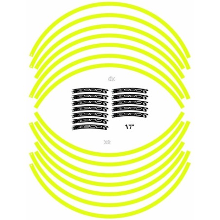 KIT ADHESIVO compatible para 17 LLANTAS MOTO KAWASAKI Z900- FLUO AMARILLO