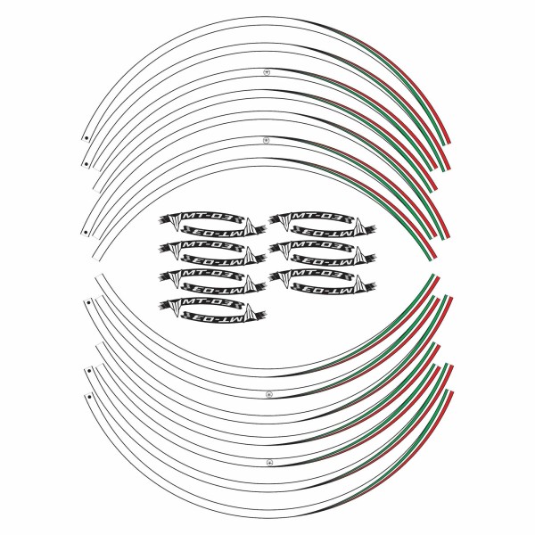 Kit strisce adesive per cerchi Mt03 ruote 17" compatibili con moto Yamaha Mt-03