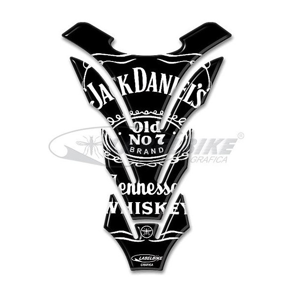 PARASERBATOIO Jack Daniel's ADESIVI 3D in RESINA Protezione SERBATOIO MOTO Nero
