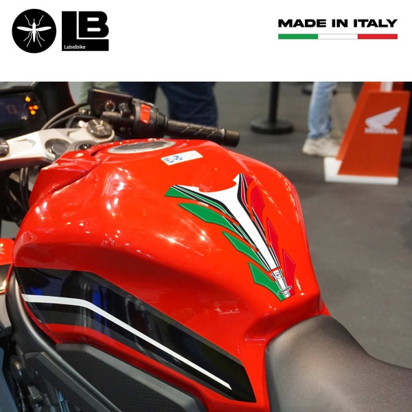 PROTEZIONE PARASERBATOIO TRICOLORE ITALIA ADESIVO SERBATOIO RESINA 3D PER MOTO