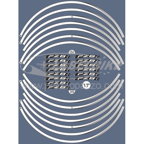 STRISCE ADESIVE compatibili per MOTO YAMAHA FZ8 FAZER adesivi Bianchi CERCHI 17' 2