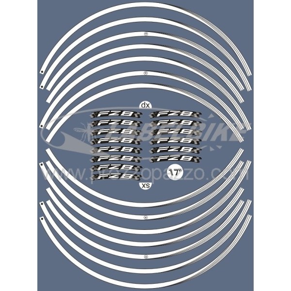 ADHESIVE STRIPS kompatibel mit YAMAHA FZ8 FAZER MOTO Aufkleber Weiß 17' RIMS