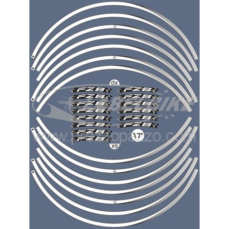 ADHESIVE STRIPS kompatibel mit YAMAHA FZ8 FAZER MOTO Aufkleber Weiß 17' RIMS
