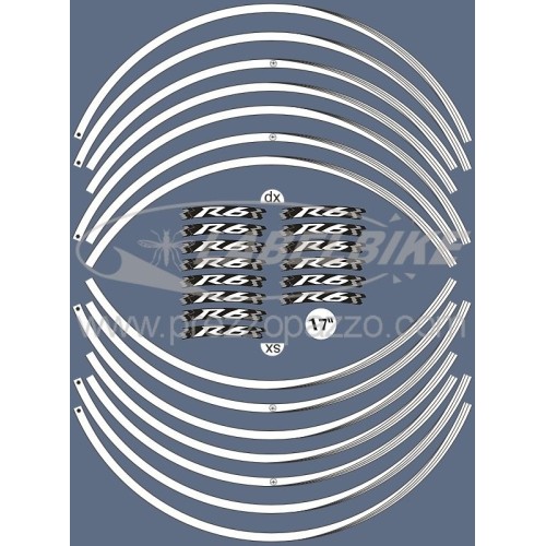 STRISCE ADESIVE compatibili per MOTO YAMAHA YZF R6 adesivi CERCHI 17' Bianche 2