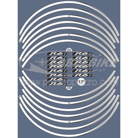 ADHESIVE STRIPS compatible for YAMAHA YZF R6 MOTO stickers 17' WHEELS White