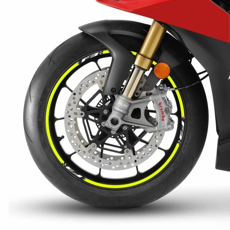 Tiras adhesivas para llantas de moto compatibles con Mv Agusta F3 - Fluo Yellow