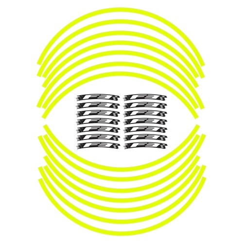Bandes adhésives pour jantes de moto compatibles avec Mv Agusta F3 - Jaune fluo 2