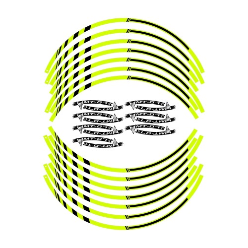 Bandes adhésives pour jantes de moto compatibles avec Yamaha MT-07 - Jaune fluo 2