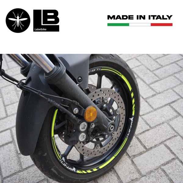 Strisce Adesive per Cerchi Ruote Moto compatibili Con Yamaha MT-07 - Giallo Fluo