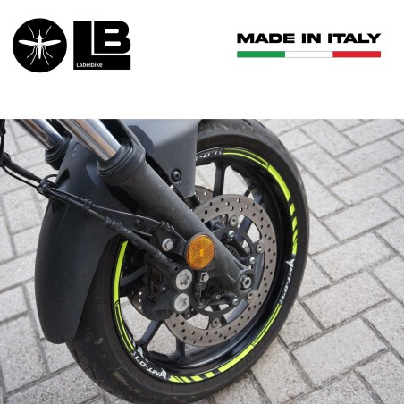 Strisce Adesive per Cerchi Ruote Moto compatibili Con Yamaha MT-07 - Giallo Fluo