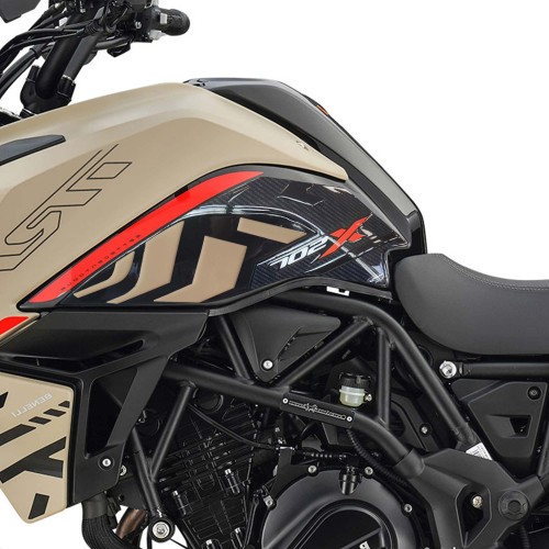 Stickers 3D Protections latérales compatibles avec Benelli TRK 702X beige 2024-2025