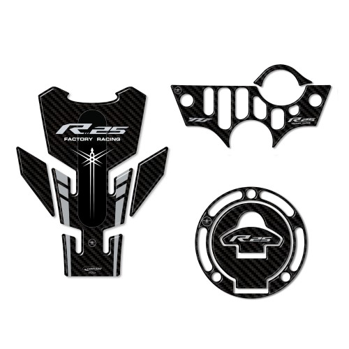 Kit 3 3D Gel Stickers Protecteurs moto compatibles Yamaha YZF R25 2019-23