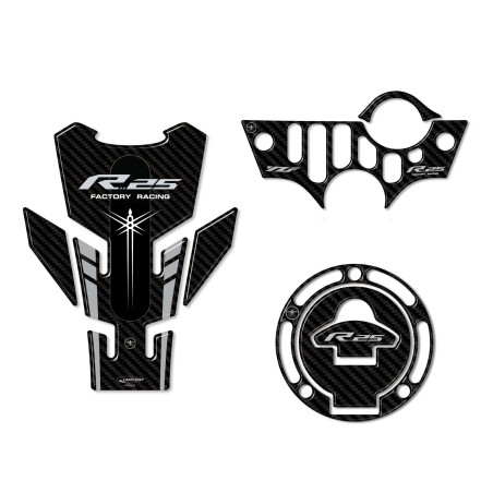 Kit 3 3D Gel Stickers Motorcycle Protectors compatible Yamaha YZF R25 2019-23