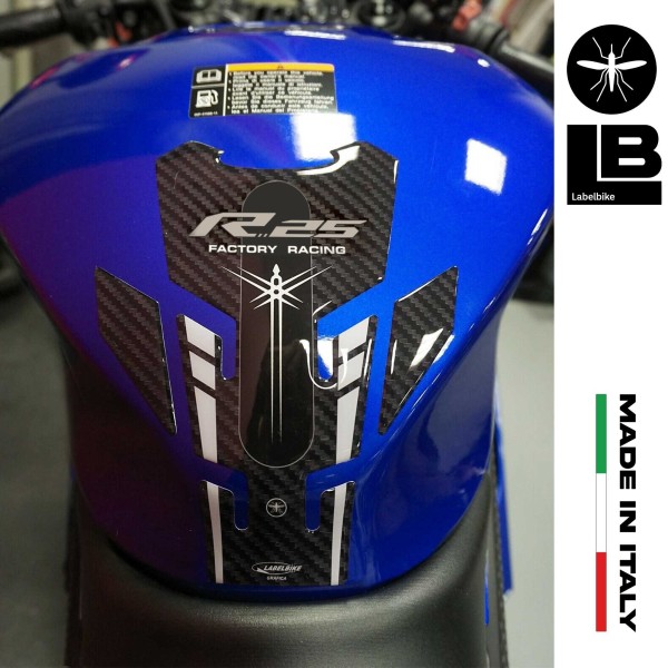Protector de depósito de moto 3D de resina adhesiva compatible con Yamaha YZF R25 2019-2023.