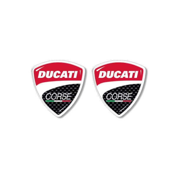2 ADESIVI in RESINA 3D Stemmi-Loghi DUCATI Corse per MOTO-SCOOTER-CASCO 30 mm