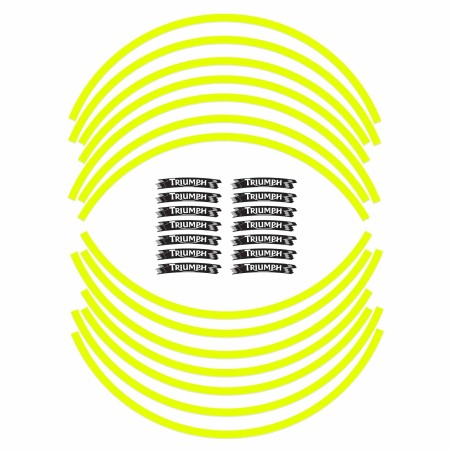 Adhesive stripes kit compatible with 17 Triumph yellow motorbike wheels
