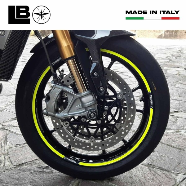 Kit strisce adesive compatibili per cerchi 17 moto Triumph giallo fluo