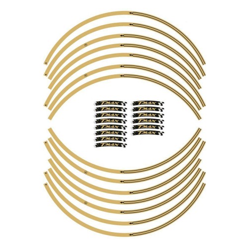 Kit de bandas adhesivas de rueda compatibles para Yamaha Scooter Tmax 2008-2023 Oro 2