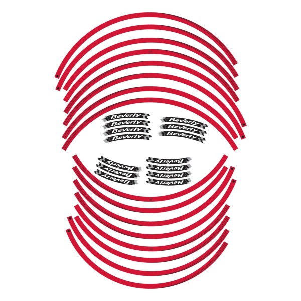 KIT ADHESIVE RIMS STRIPES compatible for PIAGGIO BEVERLY SCOOTERS Red-White