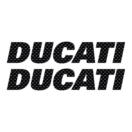 Kit 2 ADESIVI per SERBATOIO MOTO Scritta DUCATI Adesivo CARBONIO STICKERS Racing