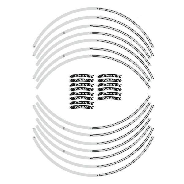 STRISCE ADESIVE per CERCHI compatibili per YAMAHA scooter TMAX 2008-2025 ARGENTO