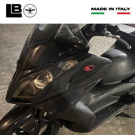 2 3D gel RESINA ADHESIVOS compatible para Kymco Xciting scooter Negro-Rojo Nuevo