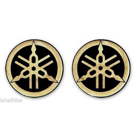 2 3D RESIN ADHESIVES YAMAHA DIAPASON für MOTORRAD und SCOOTER - 50 mm Schwarz - GOLD