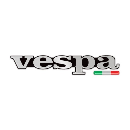 ADESIVI-STICKERS 3D SCRIPT CHROME VESPA Sticker for PIAGGIO+ ITALIAN FLAG