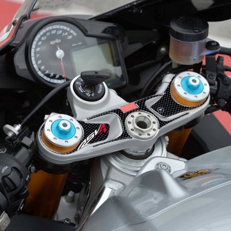 Adesivo 3D Protezione Piastra Forcella Sterzo moto compatibile con Aprilia Rsv4