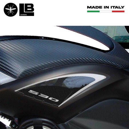 2 ADESIVI Stickers gel 3D compatibili per scooter YAMAHA Tmax 530 carbonio ergal