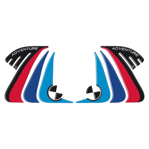 2 autocollants 3D gel RALLY SIDE PROTECTIONS pour MOTO GS R1200 ADVENTURE 2014-2017