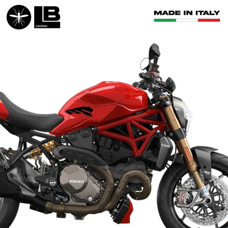 2 ESCLUSIVI ADESIVI 3D in RESINA PROTEZIONE LATERALE SERBATOIO NERO per MOTO