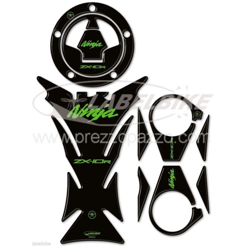 KIT ADESIVI in RESINA GEL 3D compatibili x MOTO KAWASAKI ZX10R ZX-10R 2006-2010