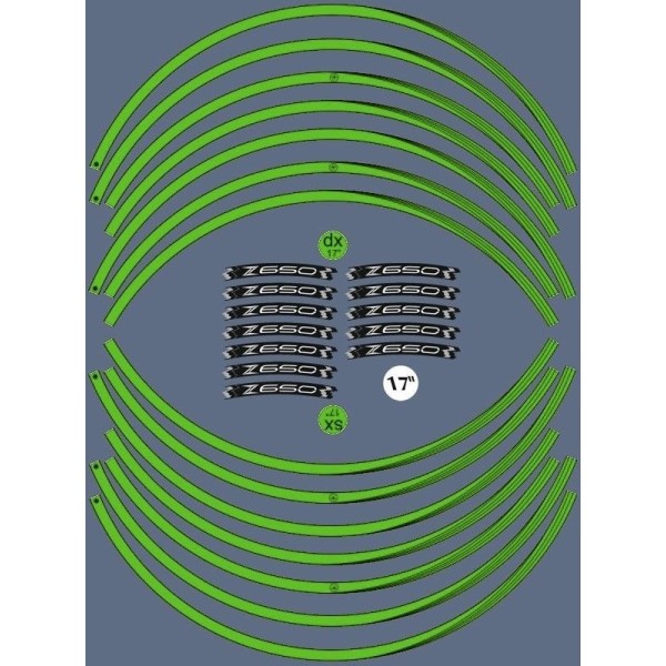 KIT GREEN ADHESIVE STRIPES compatible for 17 RIMS MOTORCYCLE KAWASAKI Z650 TUNING