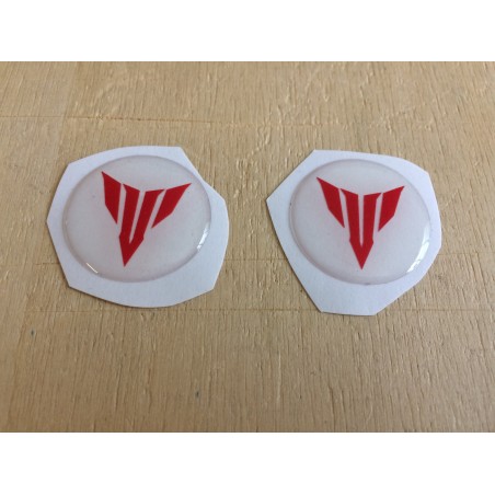 2 ADHESIVES 3D Round 25mm Compatible for YAMAHA MOTO MT-07 Transparent-Red