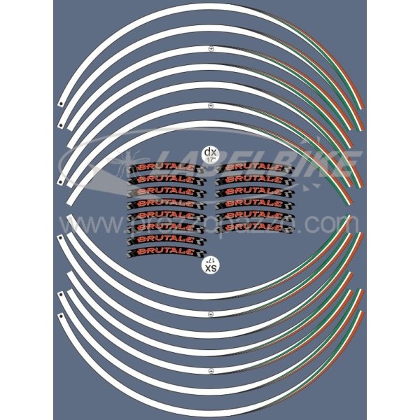 ADHESIVE STRIP KIT compatible for MV AGUSTA BRUTALE MOTO stickers 17" RIMS