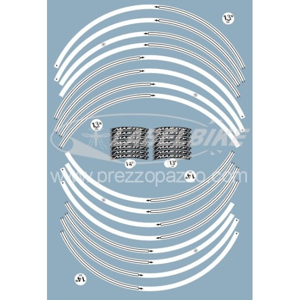 KIT STRISCE ADESIVE per CERCHI compatibili per YAMAHA MAJESTY 400 scooter