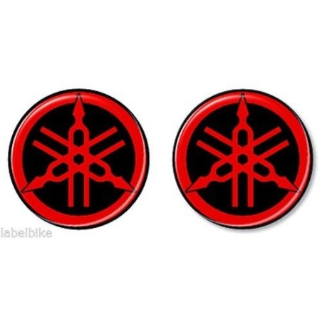 2 3D RESIN ADHESIVES YAMAHA DIAPASON pour MOTOCYCLE et SCOOTER diam. 50 mm NOIR-ROUGE
