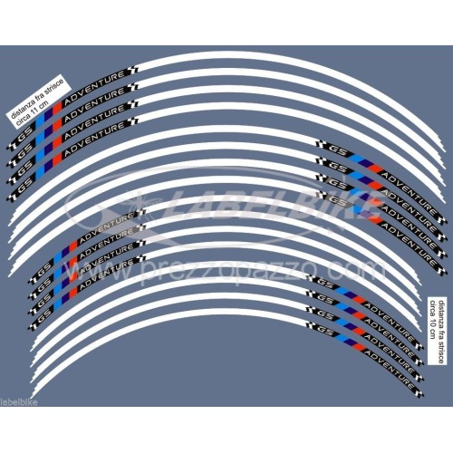 STRISCE ADESIVE stickers CERCHI compatibili per MOTO BMW GS ADVENTURE 2014-2021 2