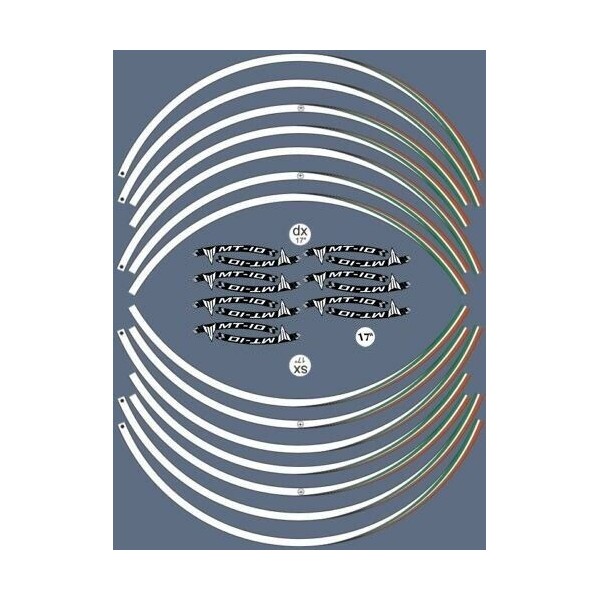 KIT STRISCE ADESIVE per CERCHI MOTO 17 compatibili YAMAHA MT-10 Adesivi tuning