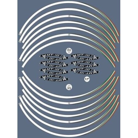 KIT STRISCE ADESIVE per CERCHI MOTO 17 compatibili YAMAHA MT-10 Adesivi tuning